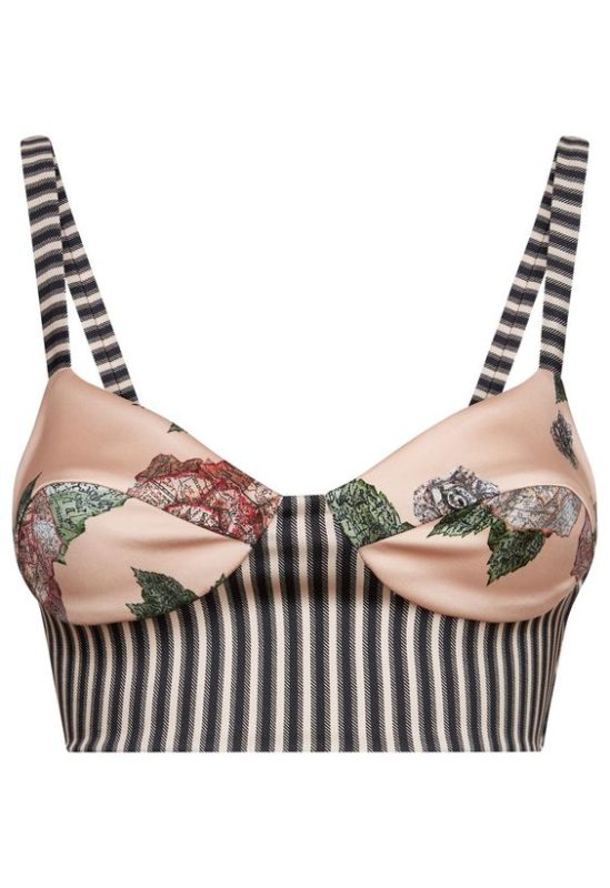 soutien gorge rayé et fleuri en satin modesens